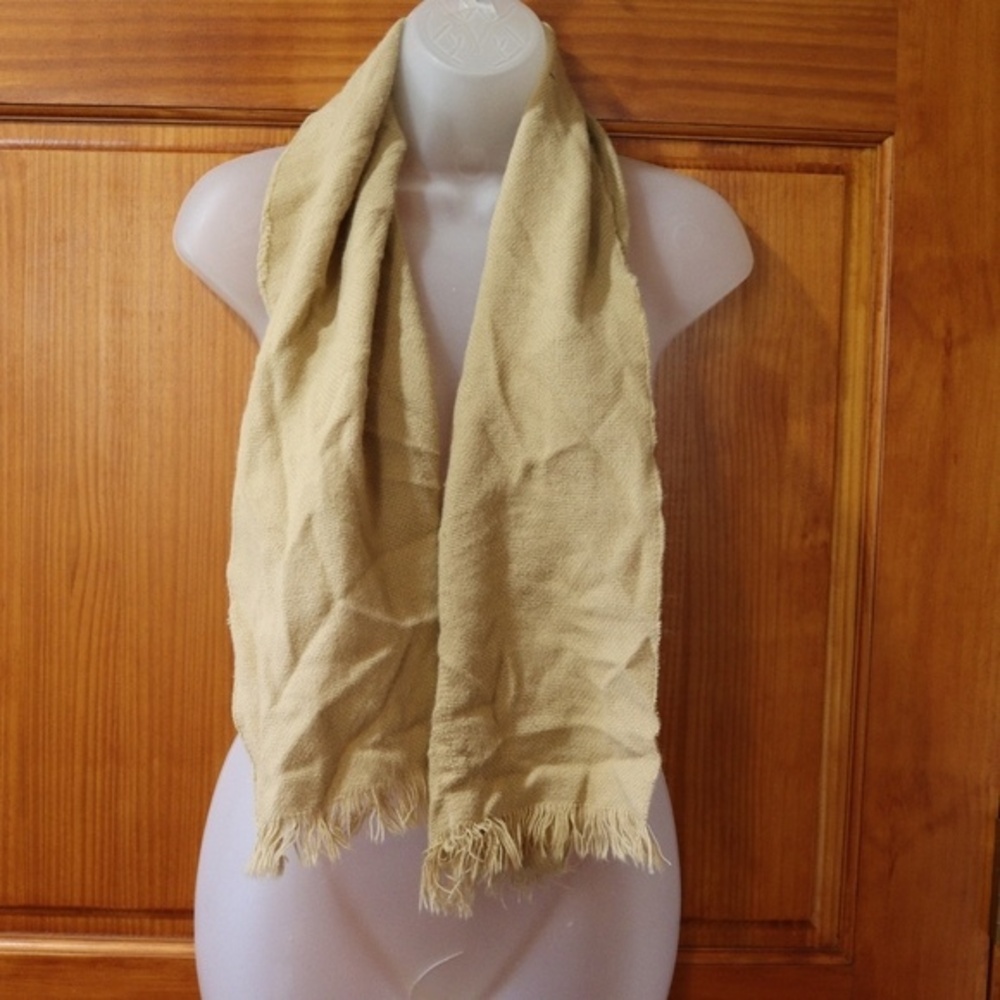 Vintage Orlon Acrylic Brown Fringe Scarf